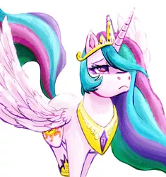 Size: 1500x1596 | Tagged: safe, artist:nameless-fairy, banned from derpibooru, deleted from derpibooru, derpibooru import, princess celestia, depressedia, pouting, sad, solo