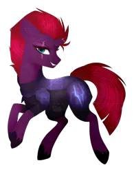 Size: 1261x1616 | Tagged: safe, artist:kirionek, artist:rockruffian, banned from derpibooru, deleted from derpibooru, derpibooru import, tempest shadow, pony, unicorn, my little pony: the movie, armor, broken horn, collaboration, female, horn, mare, scar, solo