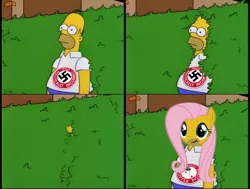 Size: 954x720 | Tagged: safe, banned from derpibooru, deleted from derpibooru, derpibooru import, fluttershy, april fools 2017, bush, change, homer simpson, meme, /mlpol/, mlpol, /pol/, pol, the simpsons