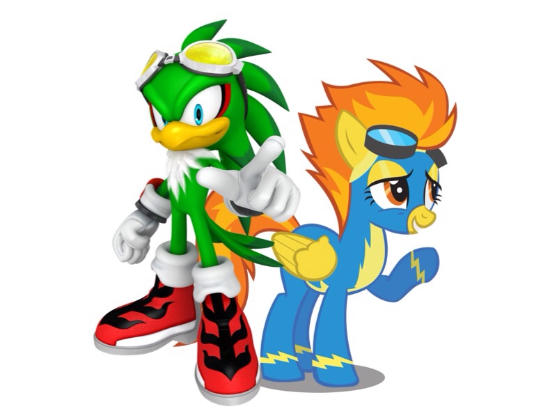 Size: 800x600 | Tagged: safe, artist:amyrosefan201, banned from derpibooru, deleted from derpibooru, derpibooru import, spitfire, crossover, jet the hawk, sonic the hedgehog (series)