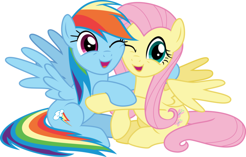 Size: 4676x3000 | Tagged: safe, artist:theartsyemporium, banned from derpibooru, deleted from derpibooru, derpibooru import, fluttershy, rainbow dash, pegasus, pony, fame and misfortune, .svg available, absurd resolution, cute, dashabetes, female, hug, mare, one eye closed, shyabetes, simple background, transparent background, vector, wink