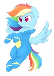 Size: 1257x1787 | Tagged: safe, artist:onlytheponies, banned from derpibooru, deleted from derpibooru, derpibooru import, rainbow dash, pegasus, pony, chest fluff, clothes, female, mare, no nose, simple background, solo, uniform, white background, wonderbolts uniform