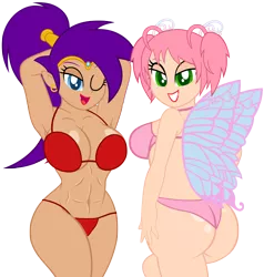 Size: 4600x4824 | Tagged: suggestive, artist:darkartsfart, artist:mrmaclicious, artist:they-call-me-mac, banned from derpibooru, deleted from derpibooru, derpibooru import, genie, equestria girls, arm behind head, armpits, ass, big breasts, bikini, breasts, butt, clothes, curvy, equestria girls-ified, fairy wings, huniepop, image, kyu sugardust, large butt, one eye closed, open mouth, png, shantae, smiling, swimsuit, wings, wink