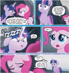 Size: 1241x1325 | Tagged: safe, banned from derpibooru, deleted from derpibooru, derpibooru import, pinkie pie, twilight sparkle, my little pony: the movie, my little pony: the movie adaptation, spoiler:my little pony movie adaptation, adaptation, comic, cropped, dialogue