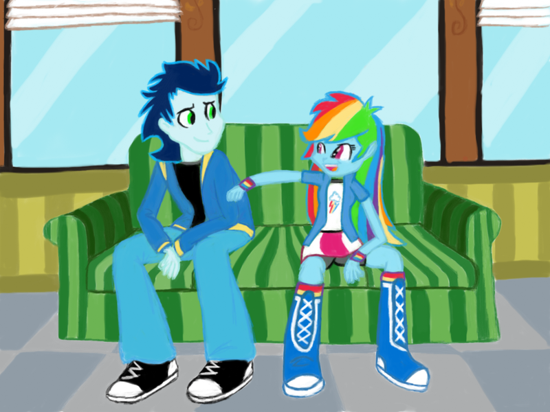 Size: 1024x768 | Tagged: safe, artist:soarindash, banned from derpibooru, deleted from derpibooru, derpibooru import, rainbow dash, soarin', equestria girls, couch, female, male, shipping, shop, soarindash, straight