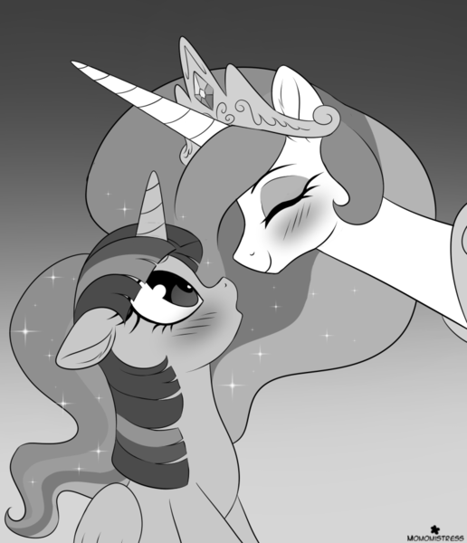 Size: 800x930 | Tagged: safe, artist:verawitch, banned from derpibooru, deleted from derpibooru, derpibooru import, princess celestia, twilight sparkle, twilight sparkle (alicorn), alicorn, pony, blushing, eyes closed, female, inktober, lesbian, mare, monochrome, shipping, twilestia