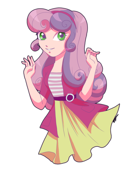 Size: 2550x3300 | Tagged: safe, artist:xxcommandershepardxx, banned from derpibooru, deleted from derpibooru, derpibooru import, sweetie belle, human, equestria girls, clothes, cute, female, headband, human coloration, humanized, shirt, simple background, skirt, smiling, solo, transparent background