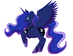 Size: 3300x2550 | Tagged: safe, artist:xxcommandershepardxx, banned from derpibooru, deleted from derpibooru, derpibooru import, princess luna, alicorn, pony, commission, ethereal mane, female, galaxy mane, mare, rearing, simple background, solo, transparent background