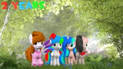 Size: 1024x576 | Tagged: safe, artist:mythicspeed, banned from derpibooru, deleted from derpibooru, derpibooru import, oc, oc:artsy blend, oc:electric mist, oc:mythic speed, oc:pippi pone, unofficial characters only, pegasus, pony, unicorn, 3d, female, mare, source filmmaker