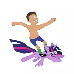 Size: 900x900 | Tagged: safe, artist:twilightrider, banned from derpibooru, deleted from derpibooru, derpibooru import, twilight sparkle, twilight sparkle (alicorn), oc, oc:hoonduch, alicorn, human, pony, 1000 hours in ms paint, carrying, clothes, couple, female, flying, fun, happy, human male, humans riding ponies, love, male, mare, partial nudity, quality, riding, romantic, self insert, shipping, standing, surfing, topless, true love, wind