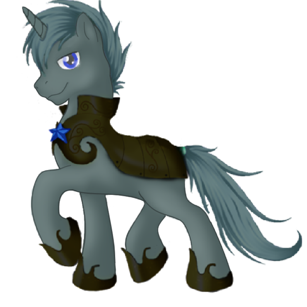 Size: 720x720 | Tagged: safe, artist:soulcreeper12, banned from derpibooru, deleted from derpibooru, derpibooru import, oc, oc:scope sight, pony, unicorn, 2018 community collab, derpibooru community collaboration, armor, looking at you, male, photoshop, simple background, smiling, smirk, stallion, transparent background