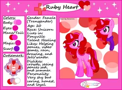 Size: 2272x1676 | Tagged: safe, artist:seraphimstardust, banned from derpibooru, deleted from derpibooru, derpibooru import, oc, oc:ruby heart, unofficial characters only, pony, unicorn, female, mare, reference sheet, solo