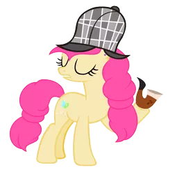 Size: 1504x1536 | Tagged: safe, artist:diamond-chiva, banned from derpibooru, deleted from derpibooru, derpibooru import, oc, oc:bubble pop, unofficial characters only, earth pony, pony, bubble pipe, deerstalker, female, hat, mare, offspring, parent:cheese sandwich, parent:pinkie pie, parents:cheesepie, pipe, simple background, solo, transparent background