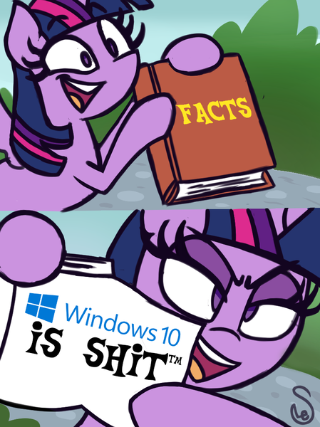 Size: 760x1015 | Tagged: safe, artist:quarium edits, banned from derpibooru, deleted from derpibooru, derpibooru import, twilight sparkle, alicorn, ed edd n eddy, exploitable meme, image macro, meme, microsoft, mouthpiece, obligatory pony, opinion, twilight's fact book, twilight sparkle (alicorn), vulgar, windows, windows 10