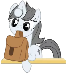 Size: 2410x2635 | Tagged: safe, artist:torvusil, banned from derpibooru, deleted from derpibooru, derpibooru import, oc, oc:apathia, ponified, unofficial characters only, pony, bag, cute, female, gray mane, grey hair, high res, mare, meh, ocbetes, reddit, saddle bag, simple background, solo, to saddlebags and back again, transparent background