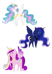 Size: 2550x3641 | Tagged: safe, artist:xxcommandershepardxx, banned from derpibooru, deleted from derpibooru, derpibooru import, princess cadance, princess celestia, princess luna, alicorn, pony, crown, cute, cutedance, cutelestia, female, jewelry, lunabetes, mare, pointy ponies, raised hoof, regalia, royal sisters, simple background, smiling, spread wings, transparent background, trio, wings