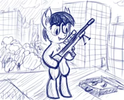 Size: 1980x1600 | Tagged: safe, artist:firelight_thunderlane, banned from derpibooru, deleted from derpibooru, derpibooru import, oc, unofficial characters only, bat pony, city, gun, rifle, sniper rifle, weapon