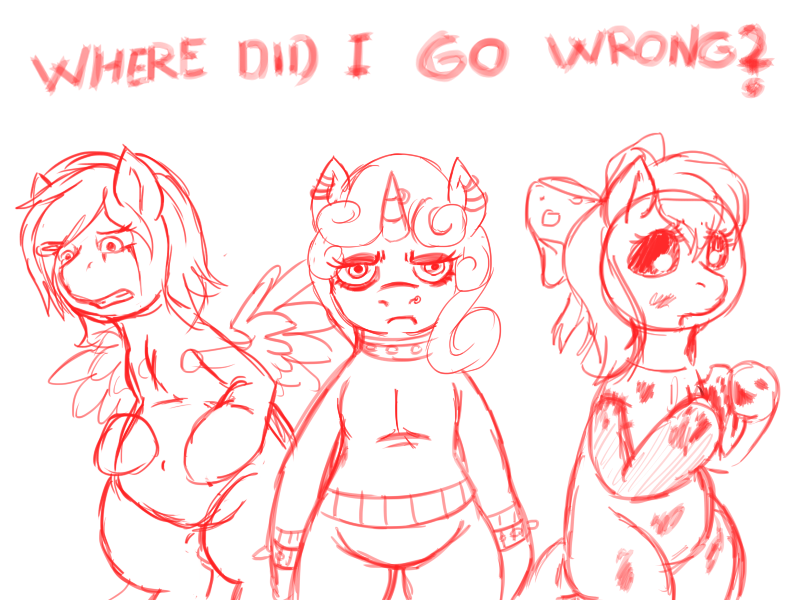 Size: 800x600 | Tagged: grimdark, artist:pitchpatch, banned from derpibooru, deleted from derpibooru, derpibooru import, ask meanie belle, ask pregnant scootaloo, ask, blanked applebloom, meanie belle, tumblr