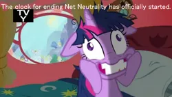 Size: 648x368 | Tagged: safe, banned from derpibooru, deleted from derpibooru, derpibooru import, screencap, twilight sparkle, lesson zero, mouthpiece, net neutrality, twilight snapple