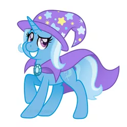 Size: 1500x1500 | Tagged: safe, artist:stephanoodle, banned from derpibooru, deleted from derpibooru, derpibooru import, trixie, simple background, smiling, solo