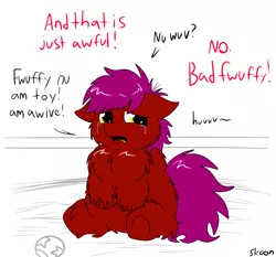 Size: 900x840 | Tagged: safe, artist:skoon, banned from derpibooru, deleted from derpibooru, derpibooru import, fluffy pony, crying, fluffy pony original art, meta