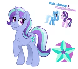 Size: 1818x1614 | Tagged: safe, artist:stephanoodle, banned from derpibooru, deleted from derpibooru, derpibooru import, starlight glimmer, trixie, pony, unicorn, fusion, smiling, solo