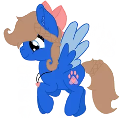 Size: 911x876 | Tagged: safe, artist:xoradoodles, banned from derpibooru, deleted from derpibooru, derpibooru import, oc, oc:midnight luna, pegasus, pony, bow, female, hair bow, mare, paw prints, simple background, solo, transparent background, two toned wings, wings