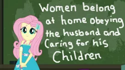 Size: 1920x1080 | Tagged: safe, banned from derpibooru, deleted from derpibooru, derpibooru import, fluttershy, background pony strikes again, chalkboard, misogyny, sexism, zimbabwe