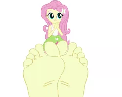 Size: 790x630 | Tagged: suggestive, artist:anthonygoody, banned from derpibooru, deleted from derpibooru, derpibooru import, fluttershy, human, equestria girls, barefoot, feet, fetish, foot fetish, foot focus, humanized, soles, solo, toes