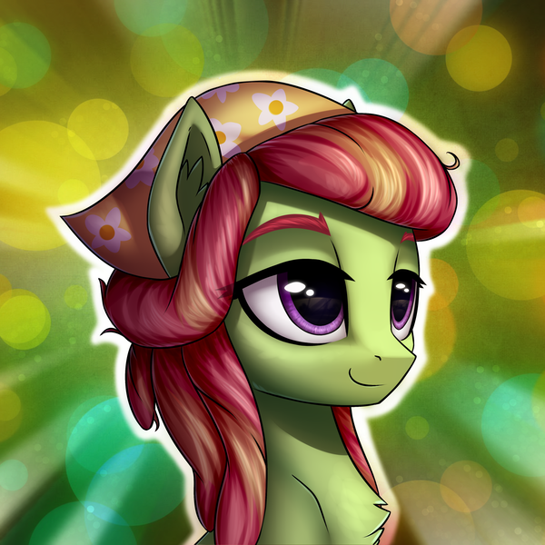 Size: 3000x3000 | Tagged: safe, artist:conniethecasanova, artist:setharu, banned from derpibooru, deleted from derpibooru, derpibooru import, edit, tree hugger, earth pony, pony, bandana, female, smiling, solo