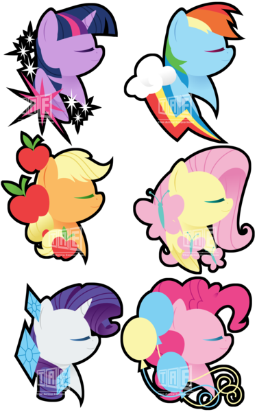 Size: 3066x4905 | Tagged: safe, artist:theartsyemporium, banned from derpibooru, deleted from derpibooru, derpibooru import, applejack, fluttershy, pinkie pie, rainbow dash, rarity, twilight sparkle, twilight sparkle (alicorn), alicorn, butterfly, earth pony, pegasus, pony, unicorn, apple, balloon, eyes closed, female, food, hatless, mane six, mare, missing accessory, profile, simple background, transparent background