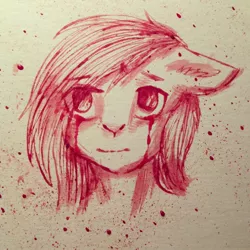 Size: 1080x1080 | Tagged: grimdark, artist:einzie, banned from derpibooru, deleted from derpibooru, derpibooru import, oc, unofficial characters only, blood, blood art, bust, crying, portrait, sad, solo, speckled, traditional art