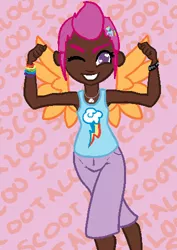 Size: 354x500 | Tagged: safe, artist:robynne, banned from derpibooru, deleted from derpibooru, derpibooru import, scootaloo, human, humanized, winged humanization, wings