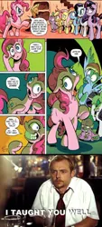 Size: 500x1111 | Tagged: safe, banned from derpibooru, deleted from derpibooru, derpibooru import, idw, applejack, fluttershy, pinkie pie, rainbow dash, rarity, spike, twilight sparkle, undead, zombie, comic, crossover, mane six, official, official comic, shaun of the dead, simon pegg