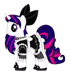 Size: 1488x1568 | Tagged: safe, artist:zephyr exe, banned from derpibooru, deleted from derpibooru, derpibooru import, oc, oc:infinity wish, alicorn, pony creator, alicorn oc, base used, clothes, female, horn, maid, mare, simple background, solo, transparent background, wings