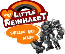 Size: 942x795 | Tagged: safe, banned from derpibooru, deleted from derpibooru, derpibooru import, edit, armor, barely pony related, hammer, helmet, logo, logo edit, my little pony logo, my little x, overwatch, parody, power armor, reinhardt, simple background, solo, transparent background, wat