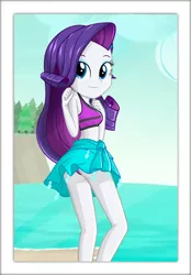 Size: 968x1390 | Tagged: suggestive, artist:charliexe, banned from derpibooru, deleted from derpibooru, derpibooru import, edit, edited edit, rarity, equestria girls, equestria girls series, forgotten friendship, adorasexy, beach, bikini, butt, clothes, cute, image, looking at you, midriff, ocean, png, raribetes, rearity, sarong, sexy, solo, swimsuit