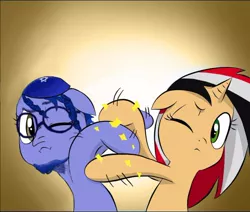 Size: 580x491 | Tagged: safe, artist:anonymous, artist:doublewbrothers, banned from derpibooru, deleted from derpibooru, derpibooru import, oc, oc:syriana, unicorn, /mlpol/, beard, closed, eye, facial hair, fight, flag, general, glasses, hat, israel, jew, nation ponies, slap, syria, trace