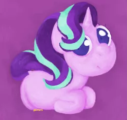 Size: 979x925 | Tagged: safe, artist:67fats, banned from derpibooru, deleted from derpibooru, derpibooru import, starlight glimmer, unicorn, chibi, female, lying down, mare, ms paint, ponyloaf, solo
