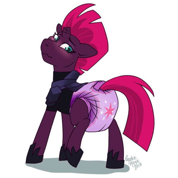 Size: 4000x4000 | Tagged: suggestive, artist:laydeekaze, banned from derpibooru, deleted from derpibooru, derpibooru import, edit, tempest shadow, blushing, diaper, diaper fetish, fetish, poofy diaper, solo, twiper