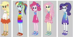Size: 1553x782 | Tagged: safe, artist:superbobiann, banned from derpibooru, deleted from derpibooru, derpibooru import, editor:superbobiann, applejack, fluttershy, pinkie pie, rainbow dash, rarity, equestria girls, equestria girls series, leak, beautiful, blonde, clothes, dress, hatless, me my selfie and i, missing accessory