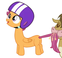 Size: 395x370 | Tagged: safe, banned from derpibooru, deleted from derpibooru, derpibooru import, scootaloo, cow, sleepless in ponyville, hay, long pony, scootalong, vector