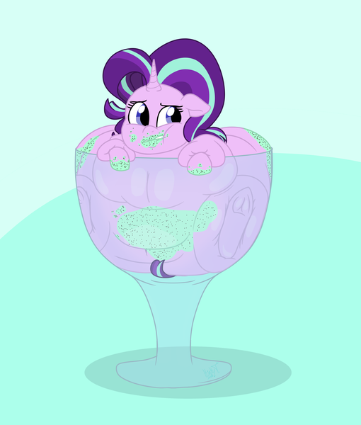 Size: 1700x2000 | Tagged: questionable, artist:kinky tease, banned from derpibooru, deleted from derpibooru, derpibooru import, starlight glimmer, pony, unicorn, embarrassed, fat, fat fetish, fetish, food, frog (hoof), ice cream, morbidly obese, obese, signature, solo, starlard glimmer, stuck, that pony sure does love ice cream, underhoof, weight gain