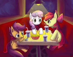 Size: 3300x2550 | Tagged: safe, artist:fauxsquared, banned from derpibooru, deleted from derpibooru, derpibooru import, apple bloom, rainbow dash, scootaloo, sweetie belle, cutie mark crusaders, diner, drink, food, french fries, image, png, restaurant, trixie is magic