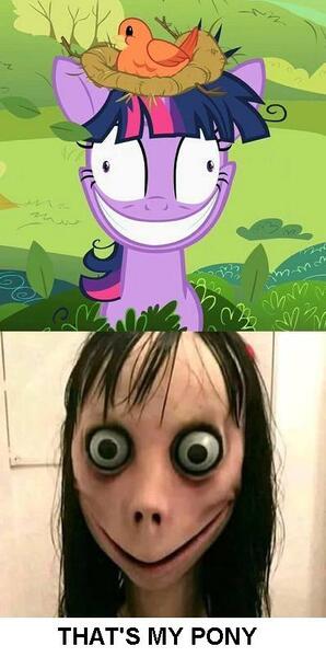 Size: 399x803 | Tagged: safe, banned from derpibooru, deleted from derpibooru, derpibooru import, twilight sparkle, lesson zero, creepy, high octane nightmare fuel, meme, momo, nightmare fuel, that's my pony, that's my x