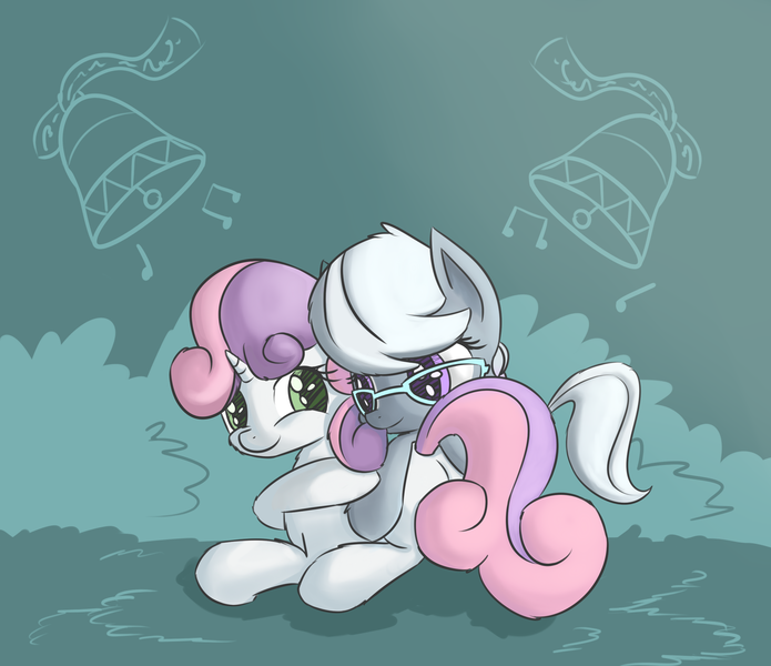 Size: 2441x2106 | Tagged: safe, artist:handsockz, banned from derpibooru, deleted from derpibooru, derpibooru import, silver spoon, sweetie belle, female, glasses, lesbian, shipping, silverbelle