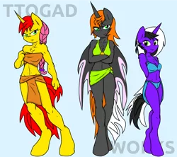 Size: 1280x1136 | Tagged: suggestive, artist:ambris, artist:terminalhash, banned from derpibooru, deleted from derpibooru, derpibooru import, oc, oc:deks, oc:ravery, oc:rouzfirecarrot, unofficial characters only, anthro, unguligrade anthro, breasts, female, females only, trace, vector