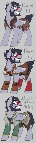 Size: 546x2126 | Tagged: safe, artist:charlie-bad-touch, banned from derpibooru, deleted from derpibooru, derpibooru import, pegasus, pony, clothes, dragon age, dragon age 2, hawke, scar