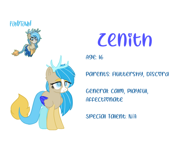 Size: 2500x2000 | Tagged: safe, artist:sodadoodle, banned from derpibooru, deleted from derpibooru, derpibooru import, oc, oc:zenith, unofficial characters only, draconequus, hybrid, draconequus oc, interspecies offspring, offspring, parent:discord, parent:fluttershy, parents:discoshy, reference sheet, simple background, transparent background