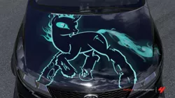 Size: 900x506 | Tagged: safe, banned from derpibooru, deleted from derpibooru, derpibooru import, oc, changeling, car, forza motorsport